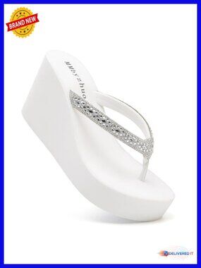 Rhinestone Wedge Sandals Platform Flip Flops Heels Women Wedding Shoes